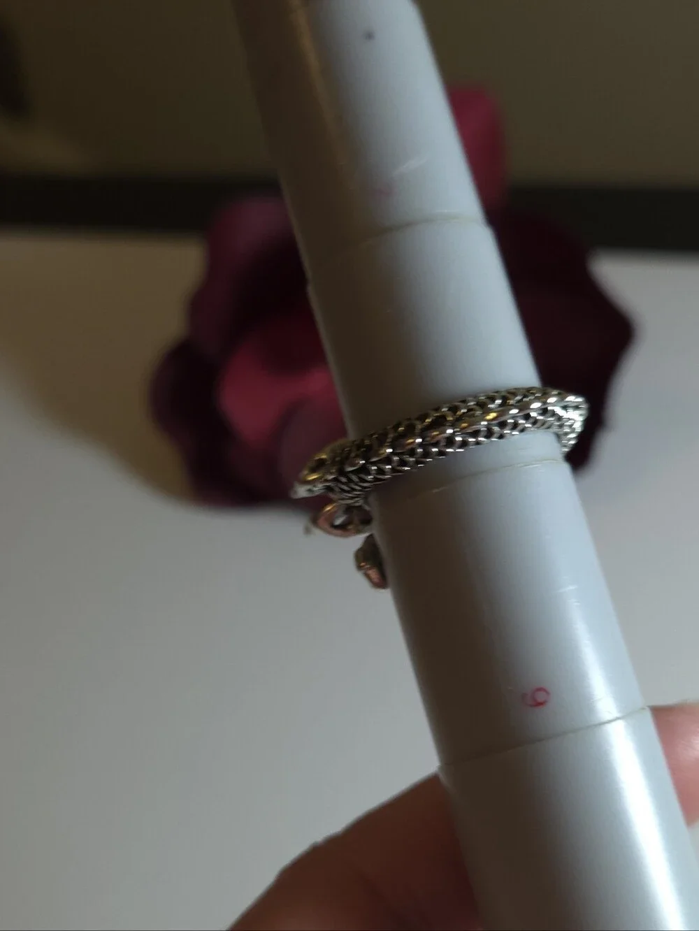 Silver Plated Dragon Tail Wrap Around Ring Size 8 Statement Ring Unisex
